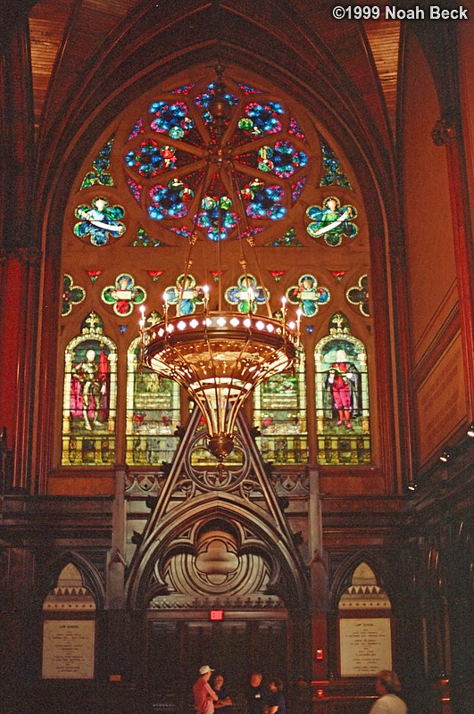 September 2, 1999: Stained glass inside the Sanders Theatre at Harvard