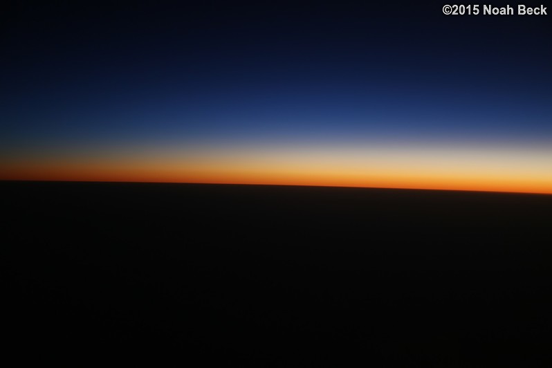 April 28, 2015: Sunrise on the plane from Hyderabad to Dubai