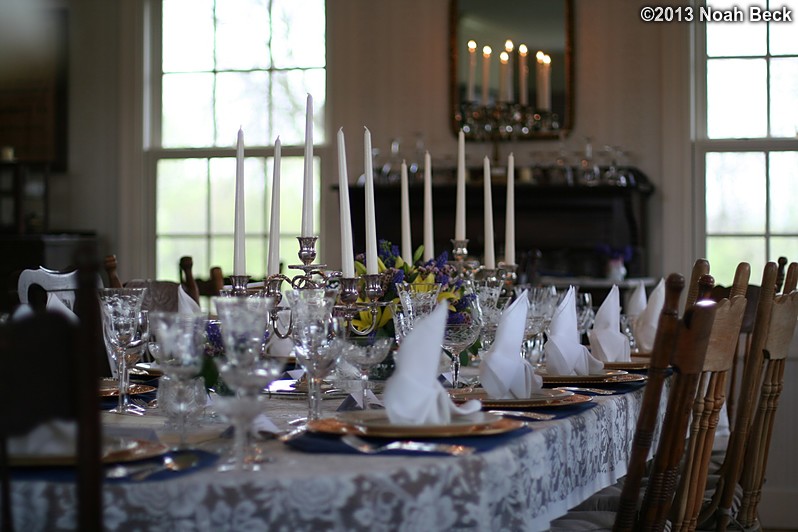 April 20, 2013: Table settings for Downton Abbey style dinner