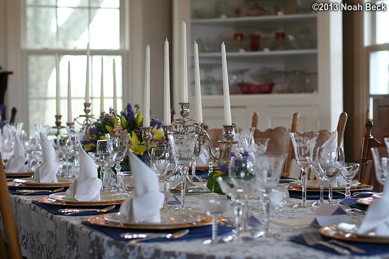 April 20, 2013: Table settings for Downton Abbey style dinner