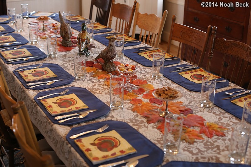 November 27, 2014: Thanksgiving table set for 16