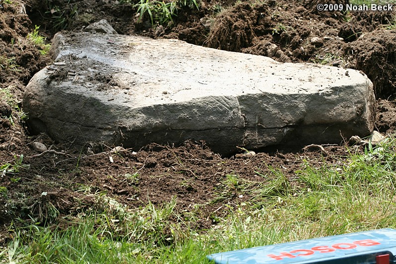 July 11, 2009: The top and bottom halves of the rock already had a crack separating them