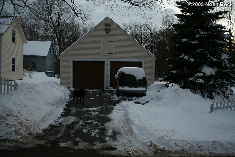 December 11, 2005: View of the garage and second driveway with the house to the left