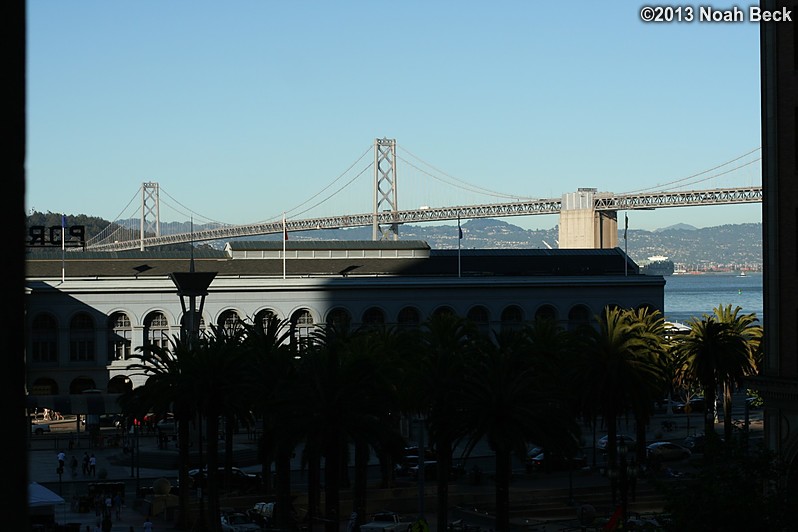 June 28, 2013: View from hotel window of the Bay Bridge