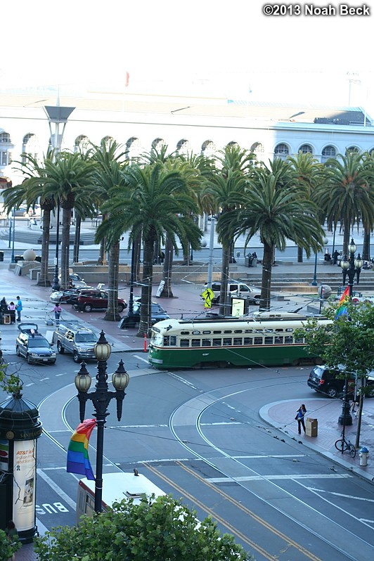 June 28, 2013: View from hotel window of a streetcar on the street below