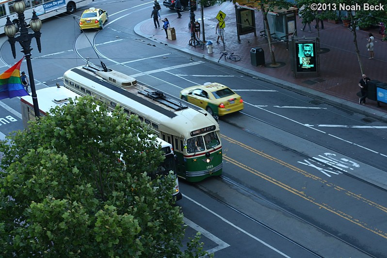 June 28, 2013: View from hotel window of a streetcar on the street below