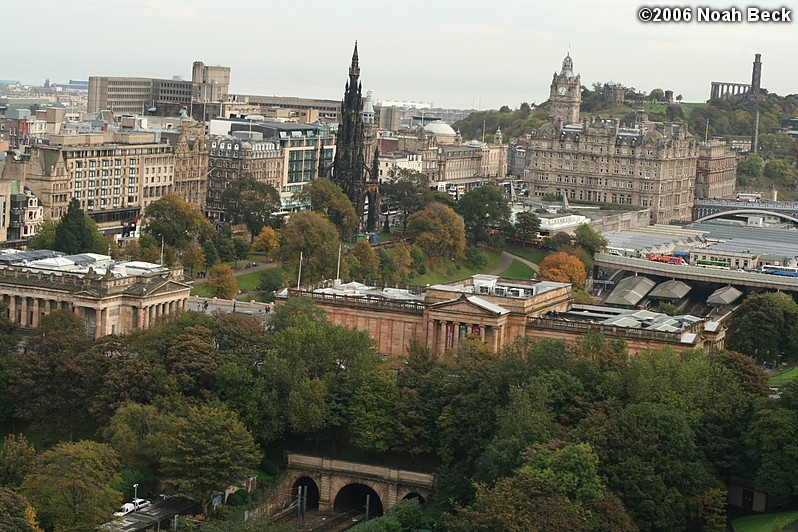 October 24, 2006: View of Princes Street from Edinburgh Castle.