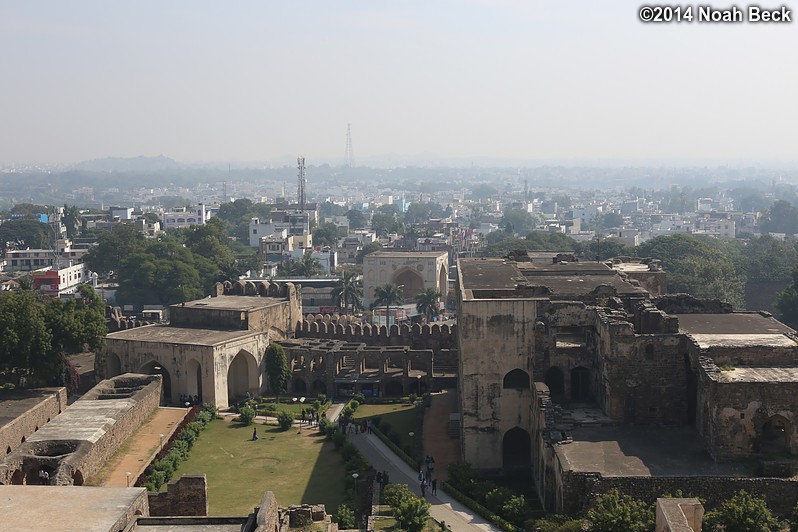 December 7, 2014: View of the ruins and the city beyond from partway up the hill