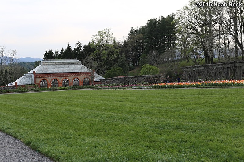 April 12, 2015: The walled garden and conservatory in the evening