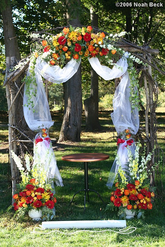 October 7, 2006: Wedding arch with flower accents