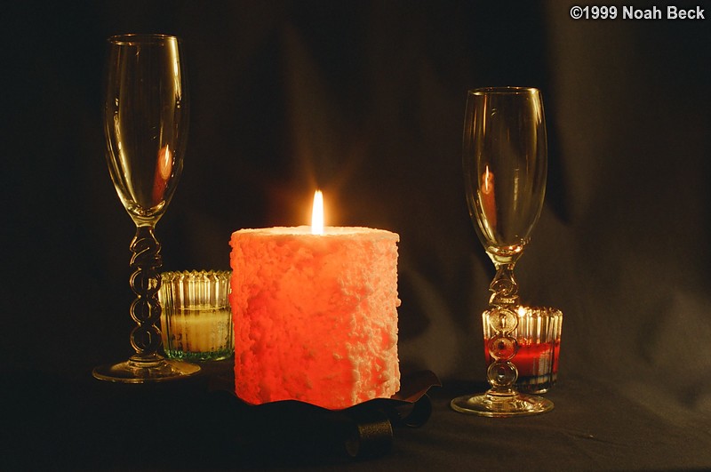 December 28, 1999: Y2K champagne flutes and a candle