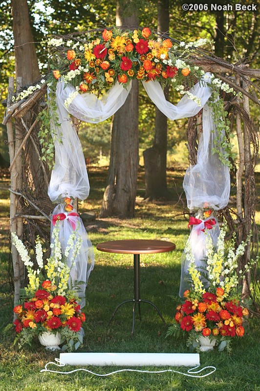 October 7, 2006: Wedding arch with flower accents