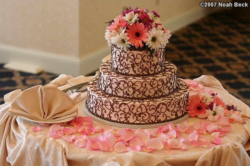 June 24, 2007: wedding cake with floral accents