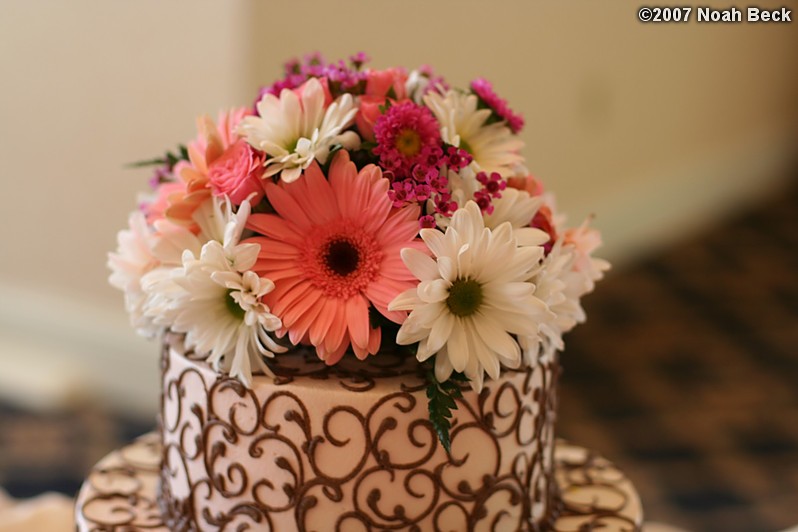 June 24, 2007: wedding cake with floral accents