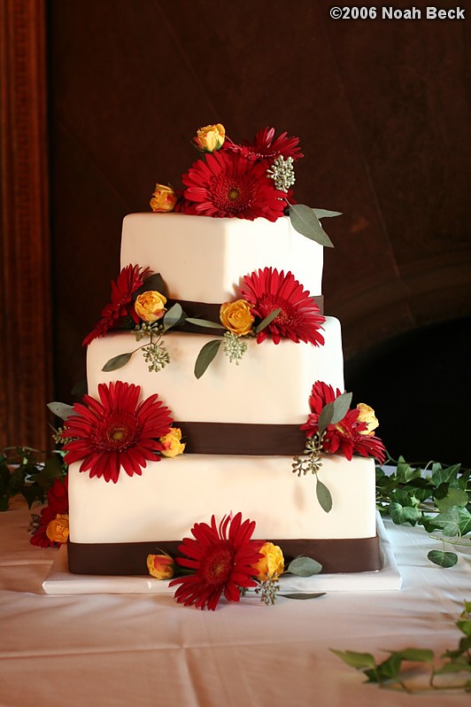 October 7, 2006: wedding cake with flower accents