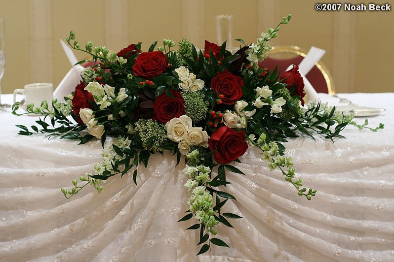 January 20, 2007: wedding head table flower accent